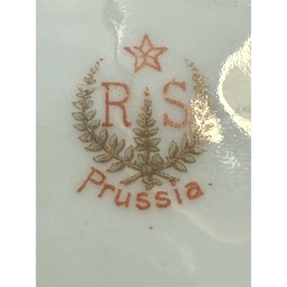 Vintage RS PRUSSIA Red Mark Porcelain 6" Cake Plate Blue Gold Pink ROSES EUC - Picture 11 of 11